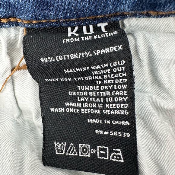Kut From The Cloth Straight Distressed Raw Hem Jeans WMNS 4 Medium Wash Cotton - Picture 9 of 9